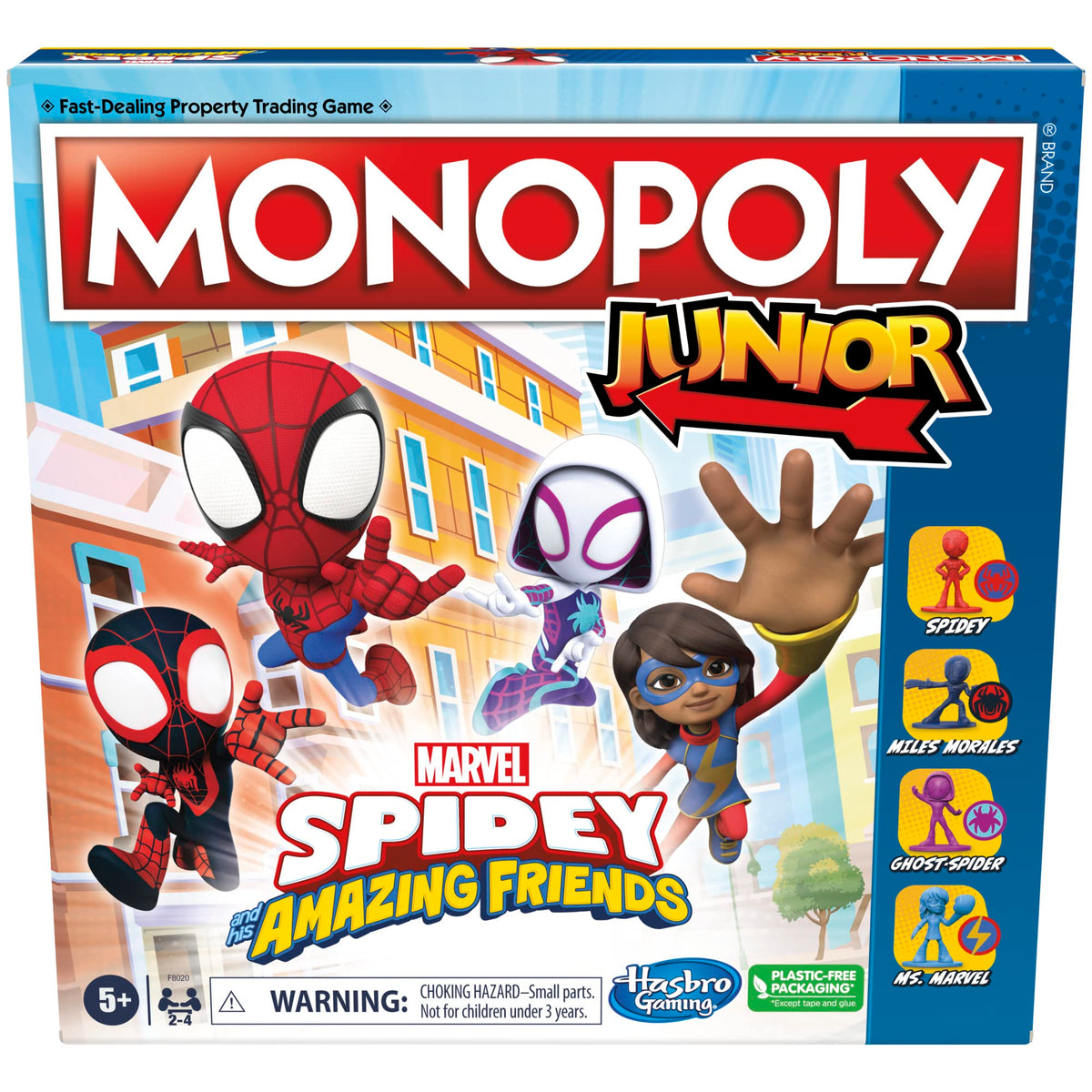 Monopoly Junior Marvel Spidey board with kid-friendly path and vibrant art.