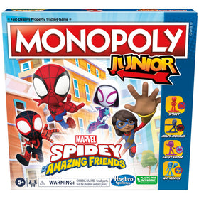 Monopoly Junior Marvel Spidey board with kid-friendly path and vibrant art.