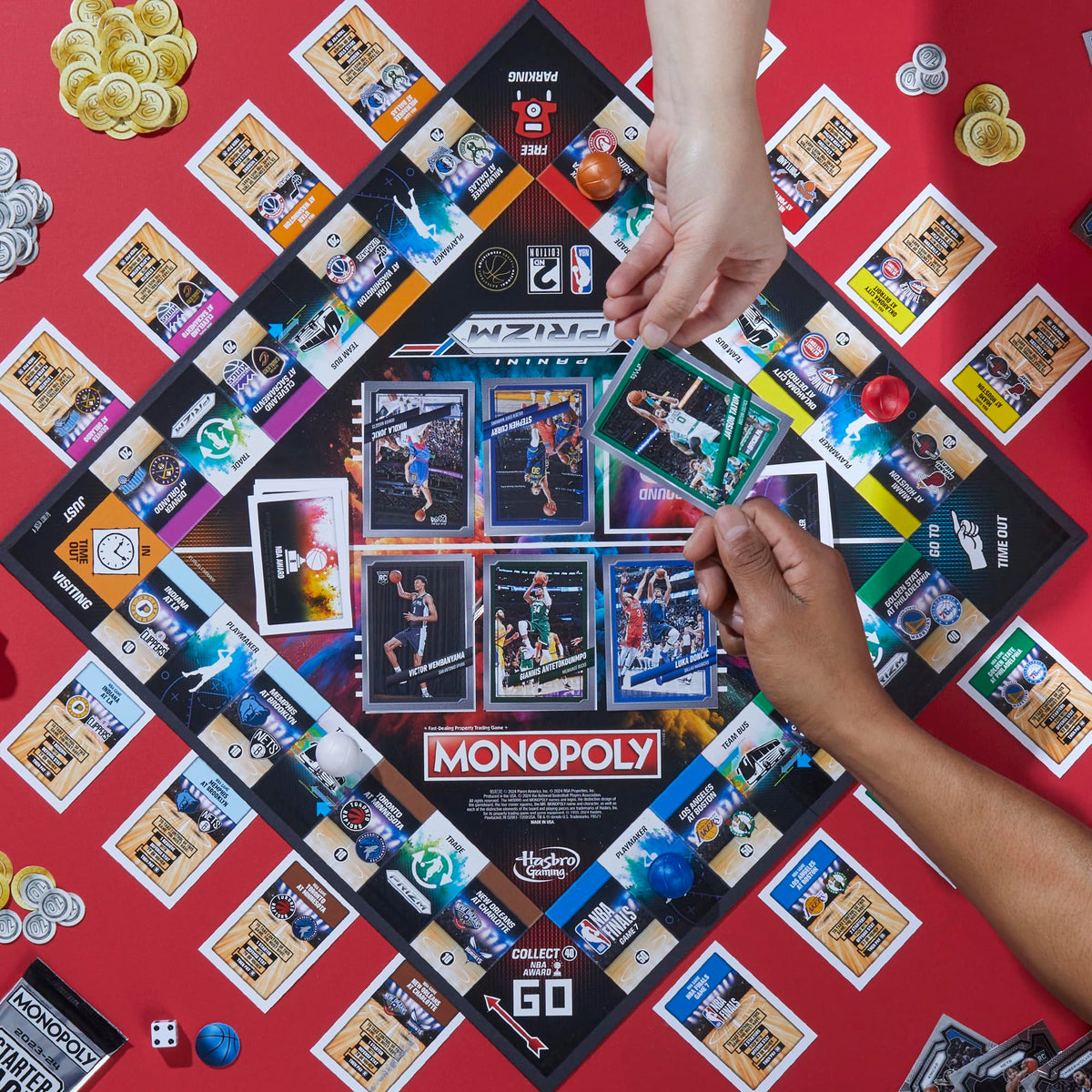 Monopoly Prizm NBA 2nd Edition draft area for team building.