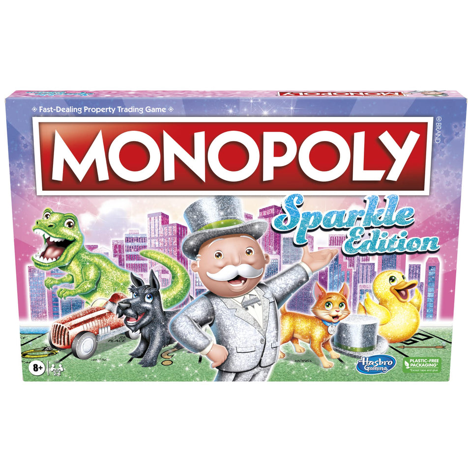 Monopoly Sparkle Edition glitter tokens for a festive family game night.
