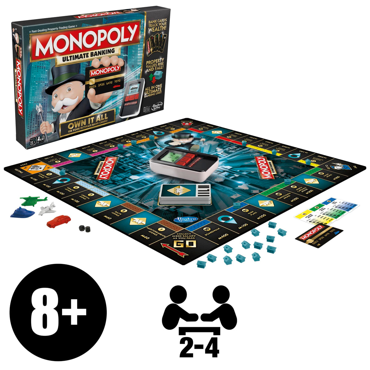 Hasbro Monopoly Ultimate Banking Edition bankcard for each player supports quick funds