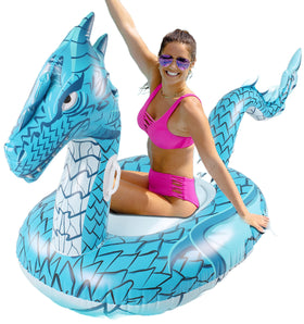 Monsoon dragon blue inflatable pool float ideal for lounging at pool parties