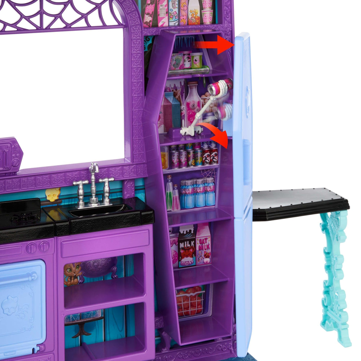 Open layout of Monster High Boo-tique Hotel showing 5 play areas