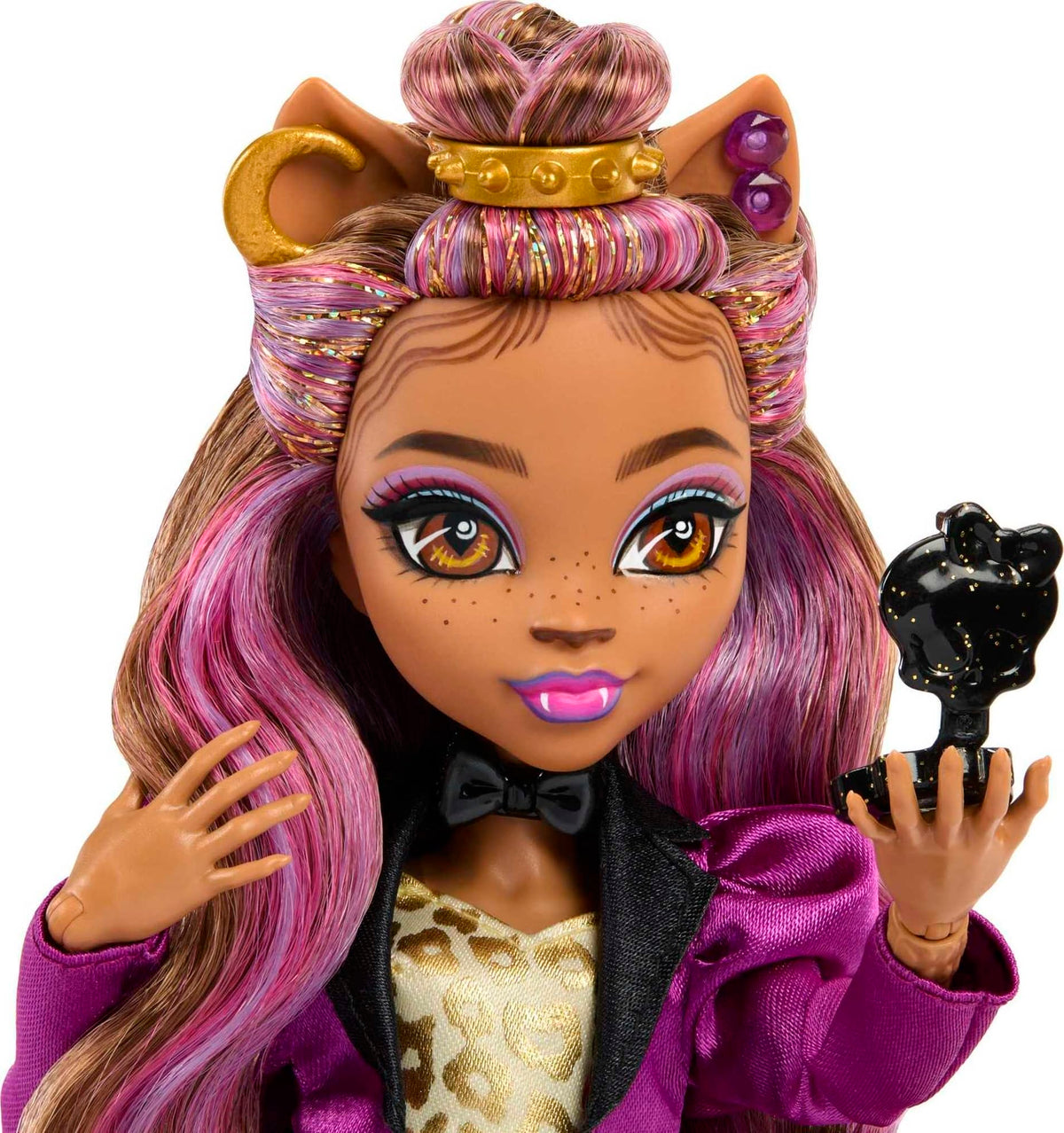 Monster High Clawdeen Wolf crescent moon handbag opens for accessories