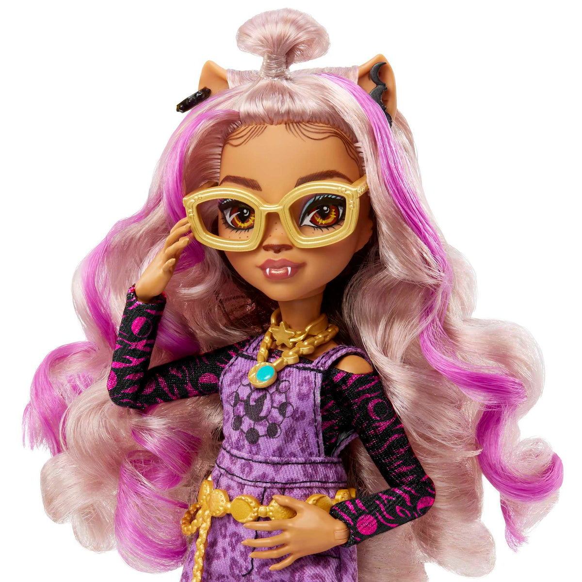 Monster High faux-fur vest adds bold texture for dramatic styling.