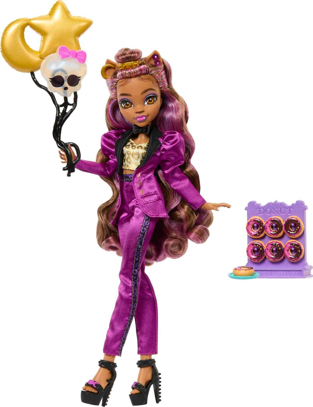 Monster High Clawdeen Wolf studded top knot and bow choker detail