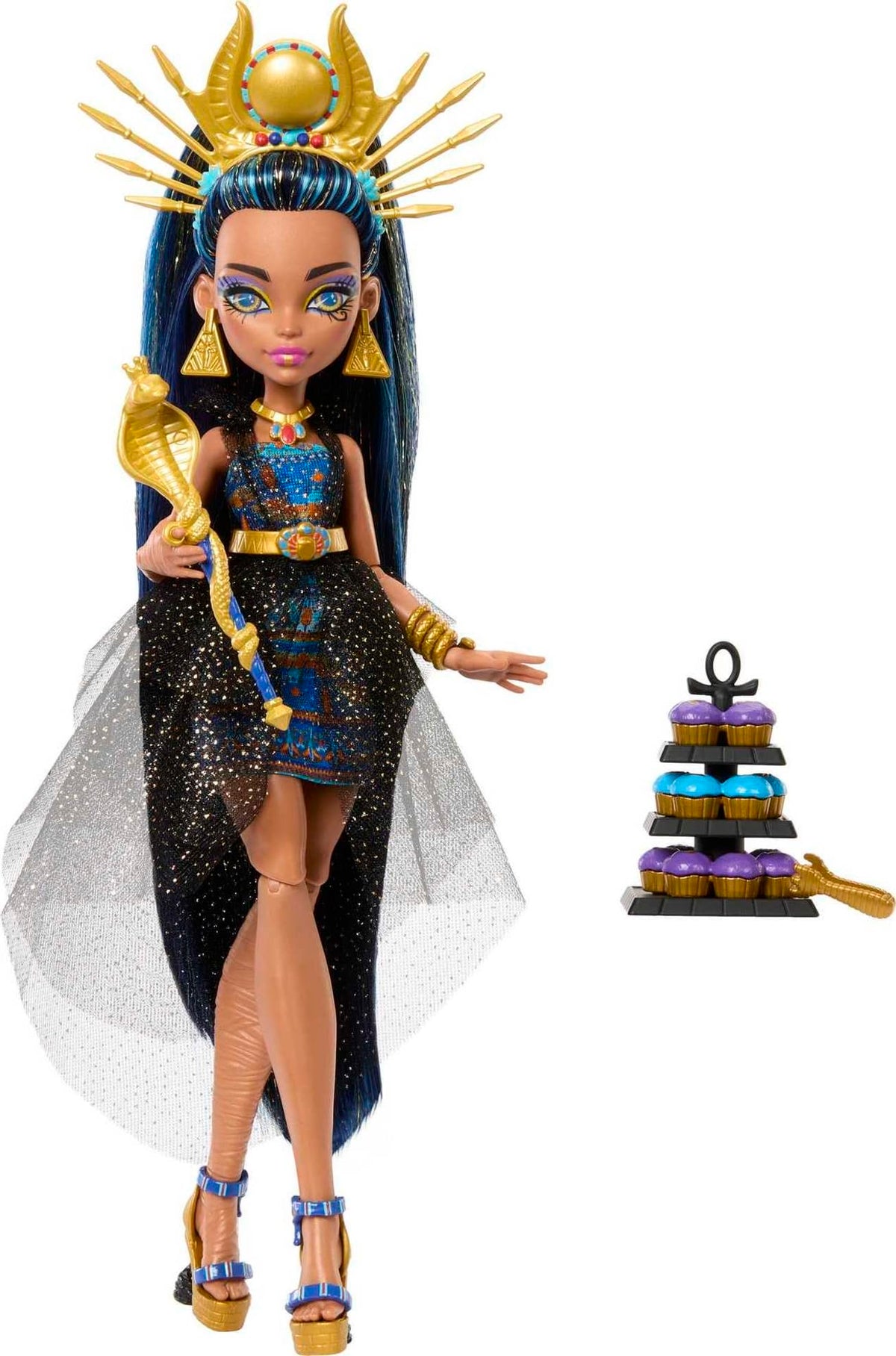 Monster High Cleo De Nile high pony hair supports dynamic posing during play