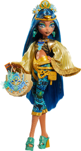 Monster High Cleo De Nile in Monster Fest doll pose, ideal for imaginative play and photos.