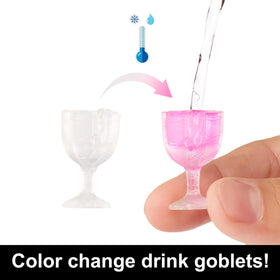 Color-change drink goblets reveal color when dipped in cold water