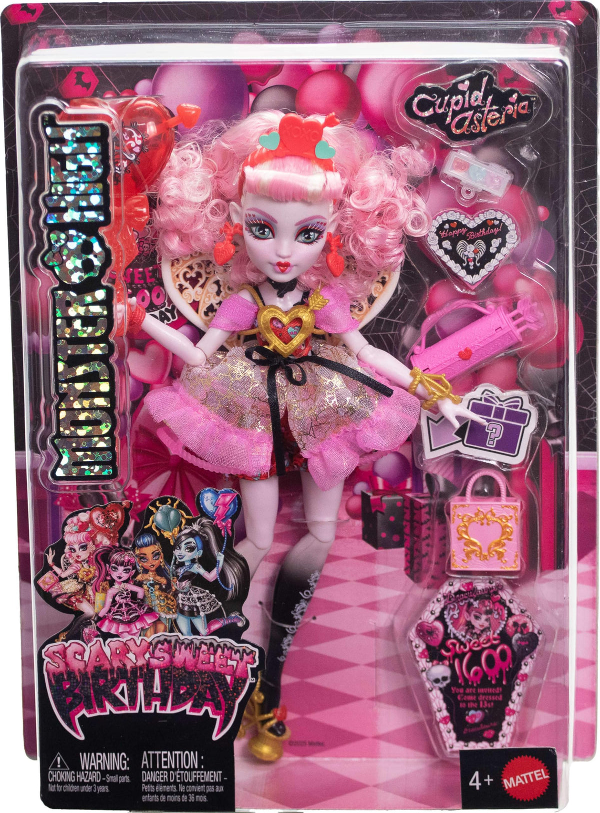Wing accessories enable expressive posing for Monster High Cupid Asteria.