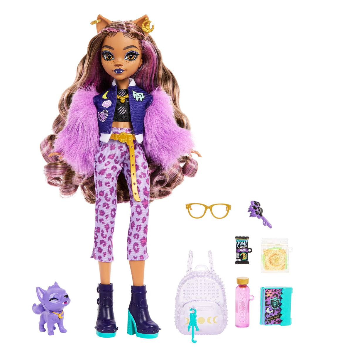 Monster High doll backpack accessory expands on-the-go pretend play.