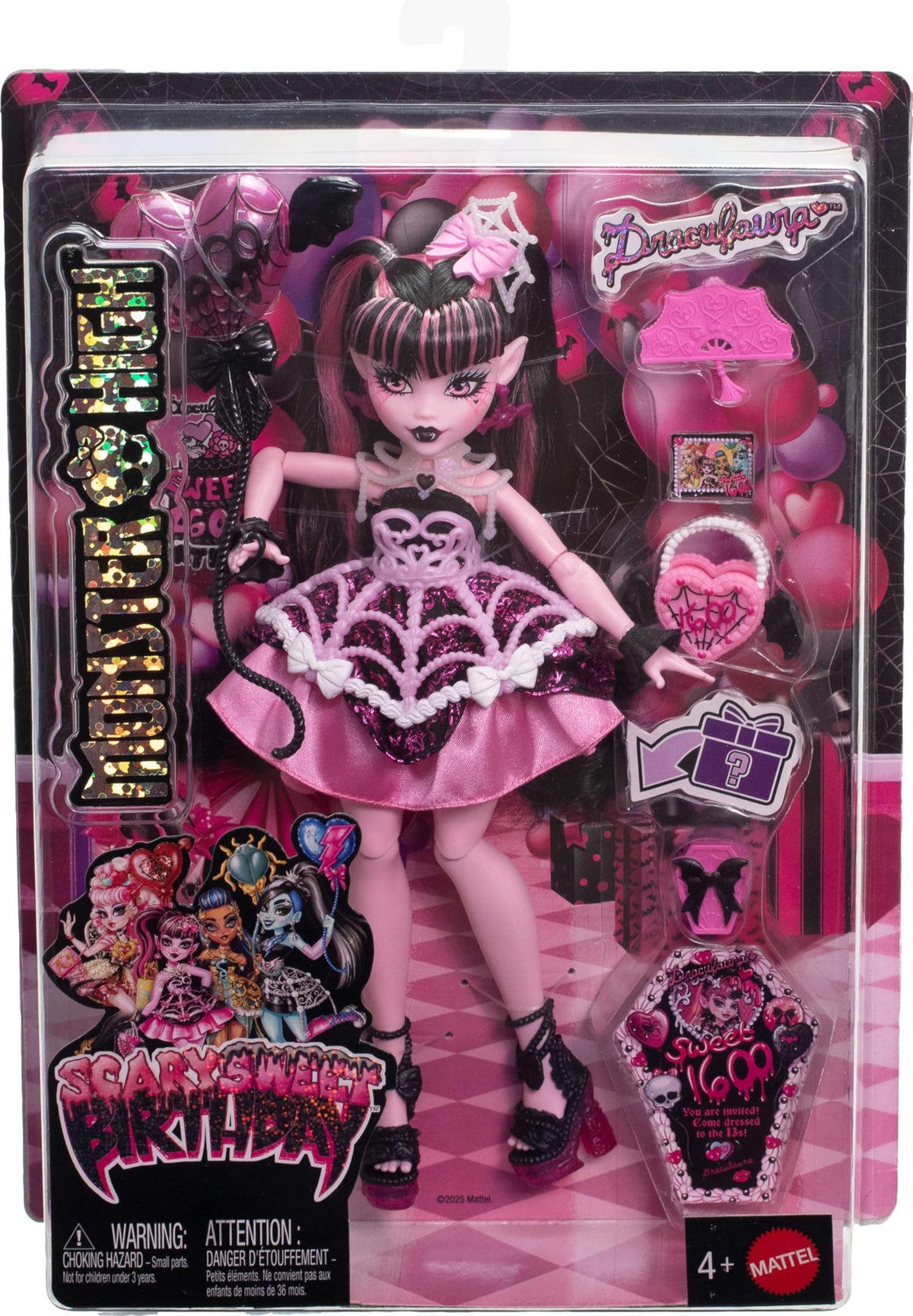 Monster High Draculaura party accessories set with invites and balloons.