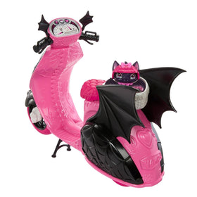Monster High Draculaura scooter close-up highlighting colors and details.