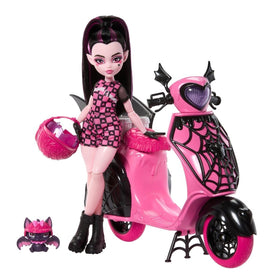 Monster High Draculaura scooter front view, vivid colors ideal for imaginative play.