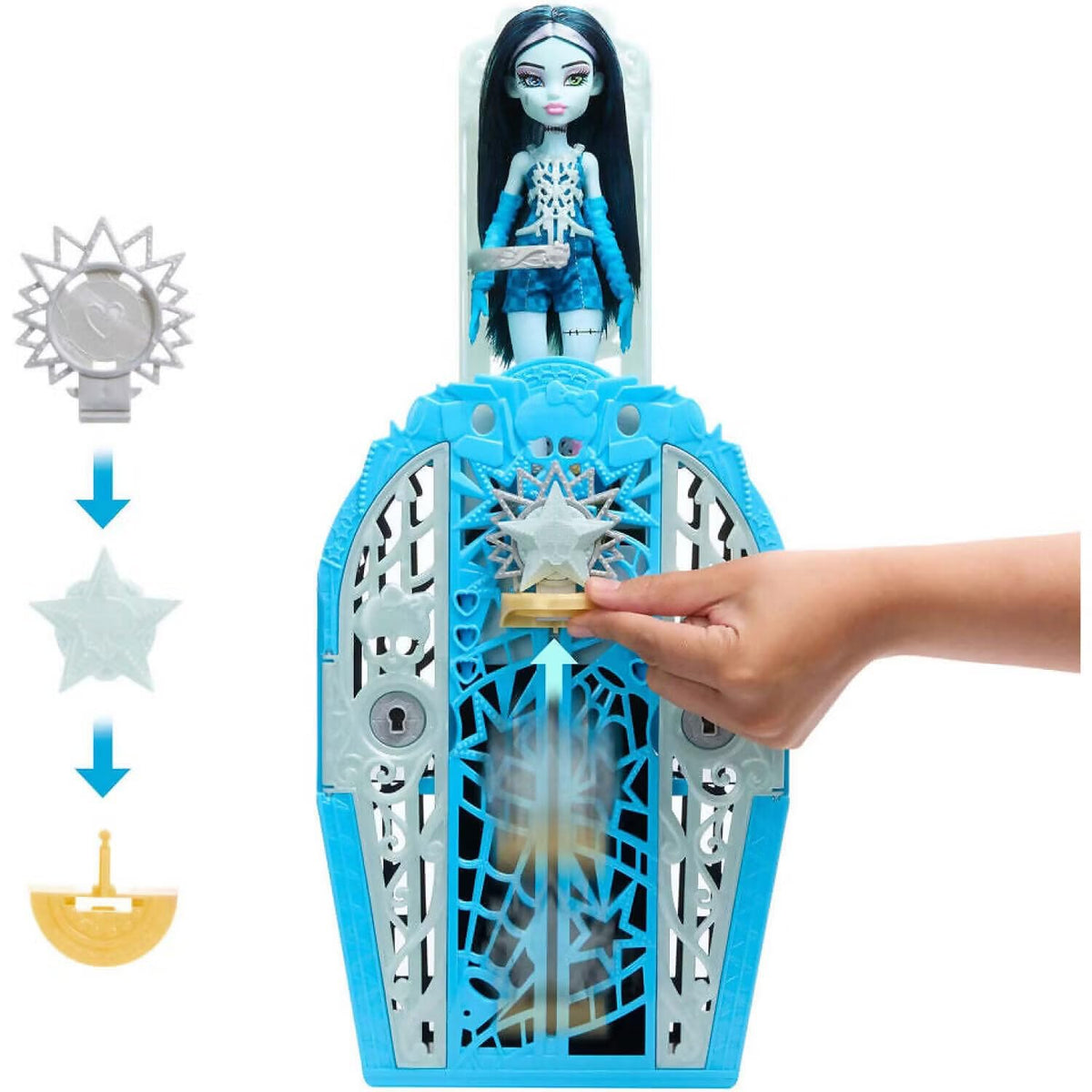 Monster High fully articulated Frankie Stein doll for storytelling adventures.