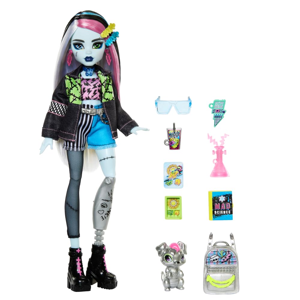 Monster High Frankie Stein backpack accessory adds storage and storytelling options.