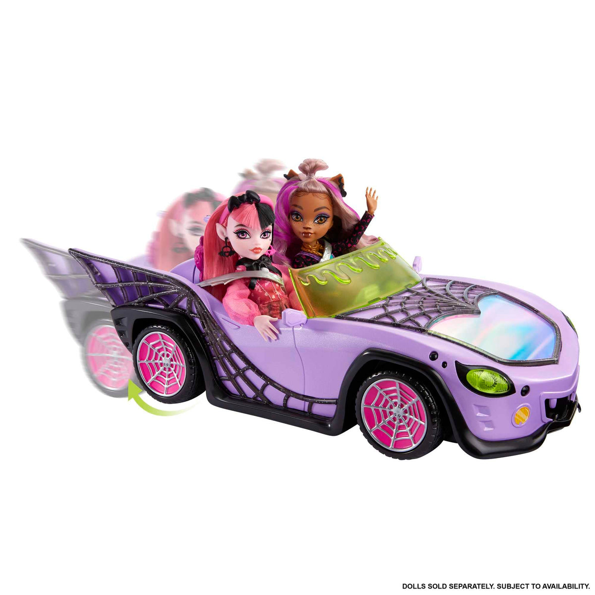 Monster High Ghoul Mobile seats for four dolls enable group play.