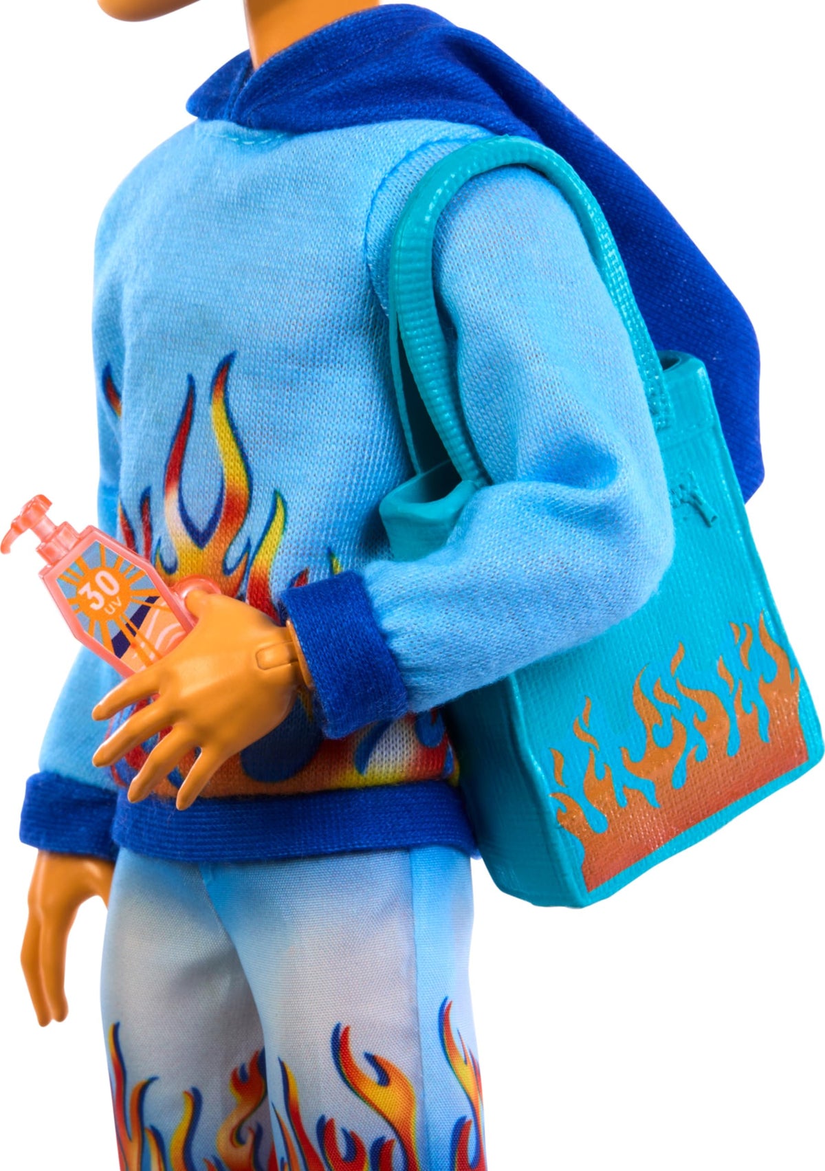 Monster High Heath Burns doll with SPF 30 sunscreen for beach days.