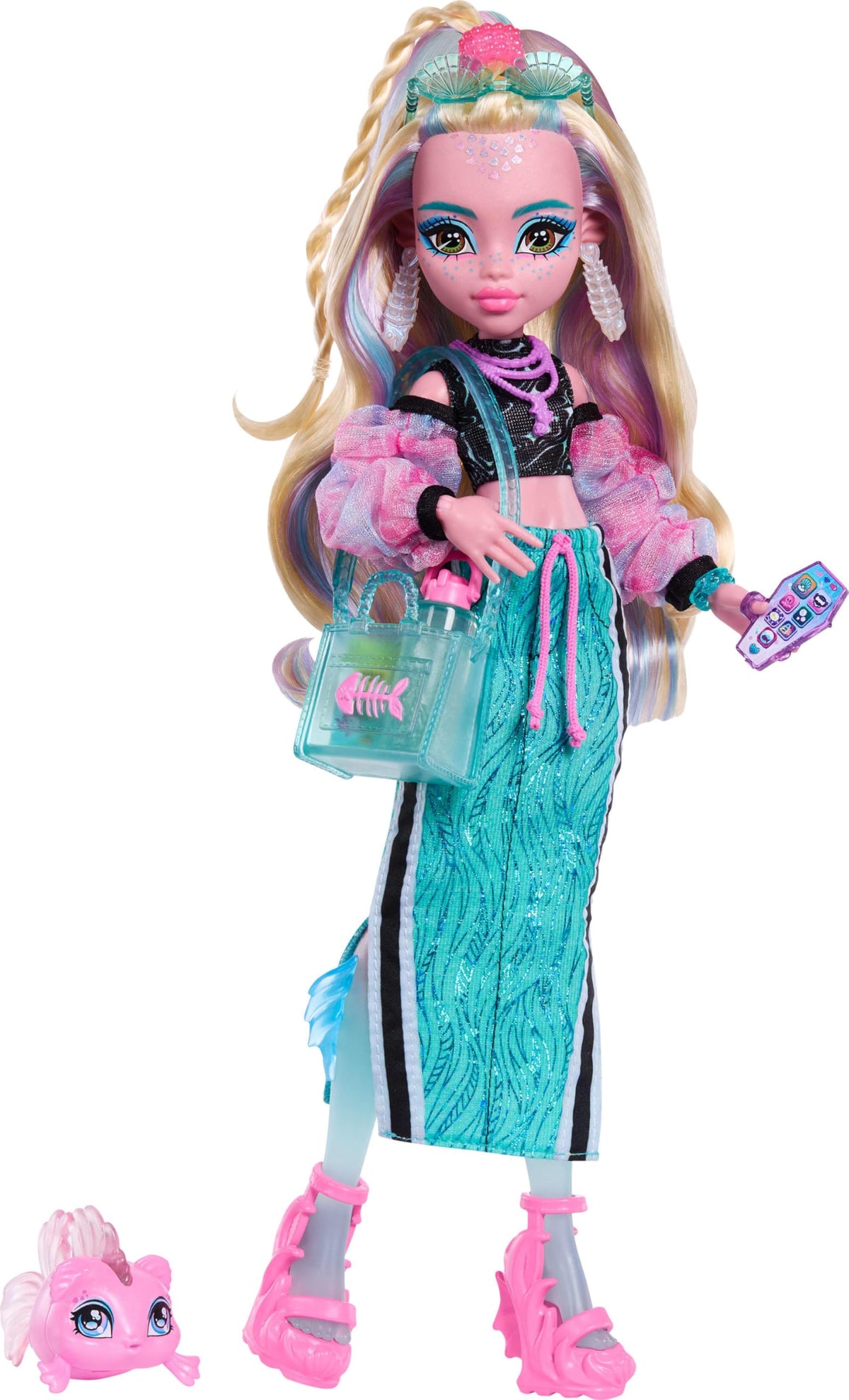 Monster High Lagoona Blue with crop top and sporty maxi skirt for imaginative fashion play