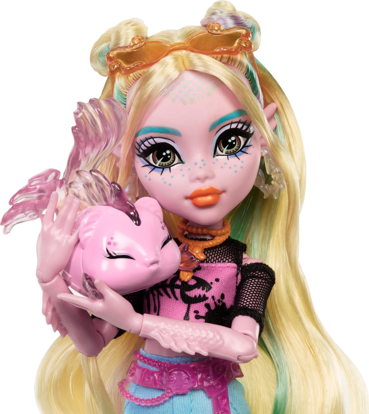 Monster High Lagoona Blue doll with jellyfish backpack for ocean-ready play.