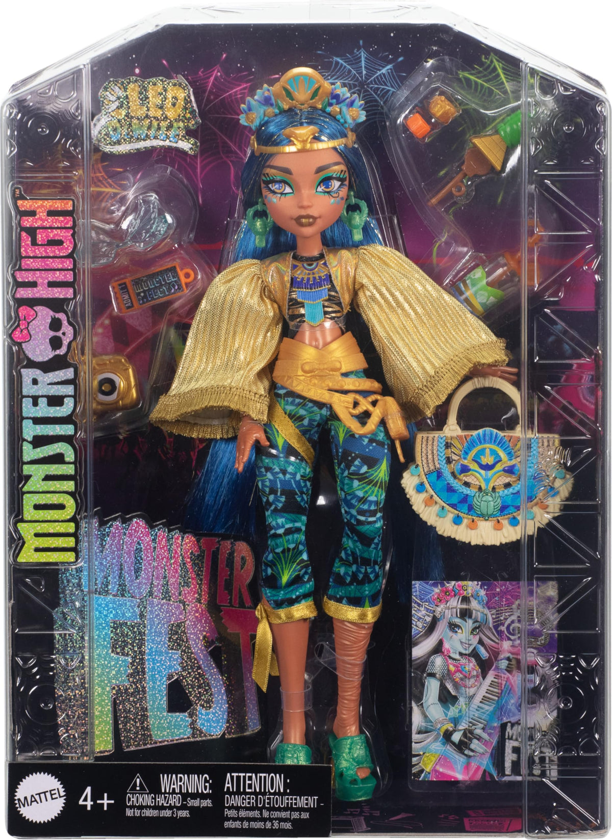 Monster High Cleo De Nile wristband and belt bag, for authentic festival details.
