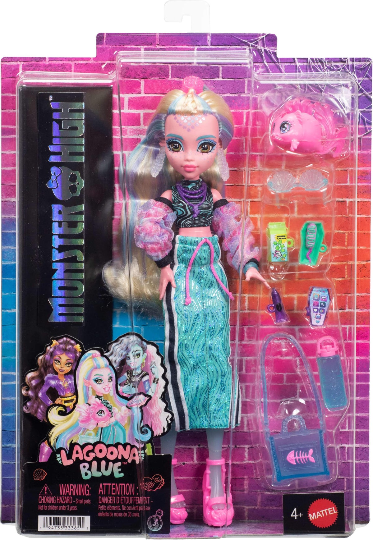 Monster High Neptuna with wasabi fish flakes snack for quirky pet moments