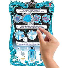 Monster High Skulltimate Secrets map and magnifying glass unlock mystery clues.