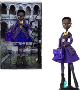 Monster High Bianca Barclay doll in Nevermore uniform with siren-inspired styling for display.