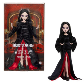 Monster High Morticia doll in black velvet dress for collectors