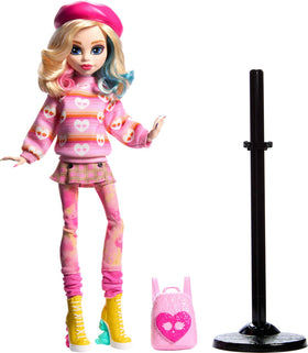 Monster High Wednesday packaging displays the complete collectible set.