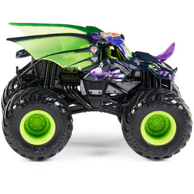 1:64-scale Monster Jam two-pack ready for head-to-head action and quick races.