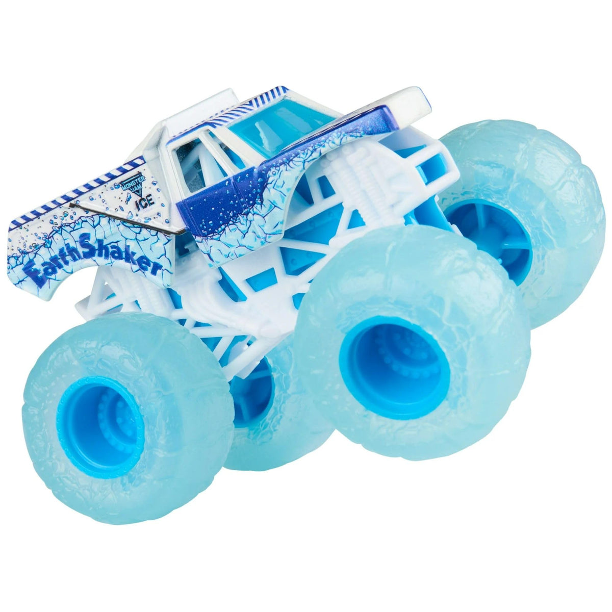 Monster Jam 2024 Fire Ice diecast trucks showcasing authentic graphics and logos.