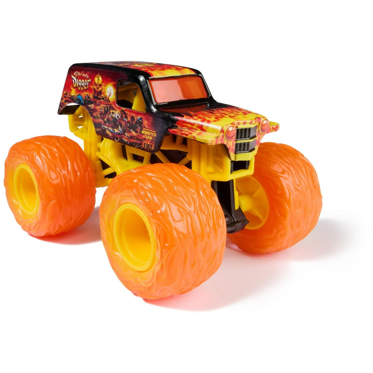 Monster Jam 2024 Fire Ice Earth Shaker diecast front view with rugged detailing.