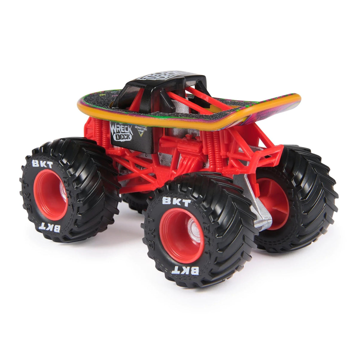 Close-up of Monster Jam 2026 diecast showing stylized rims for realistic play.
