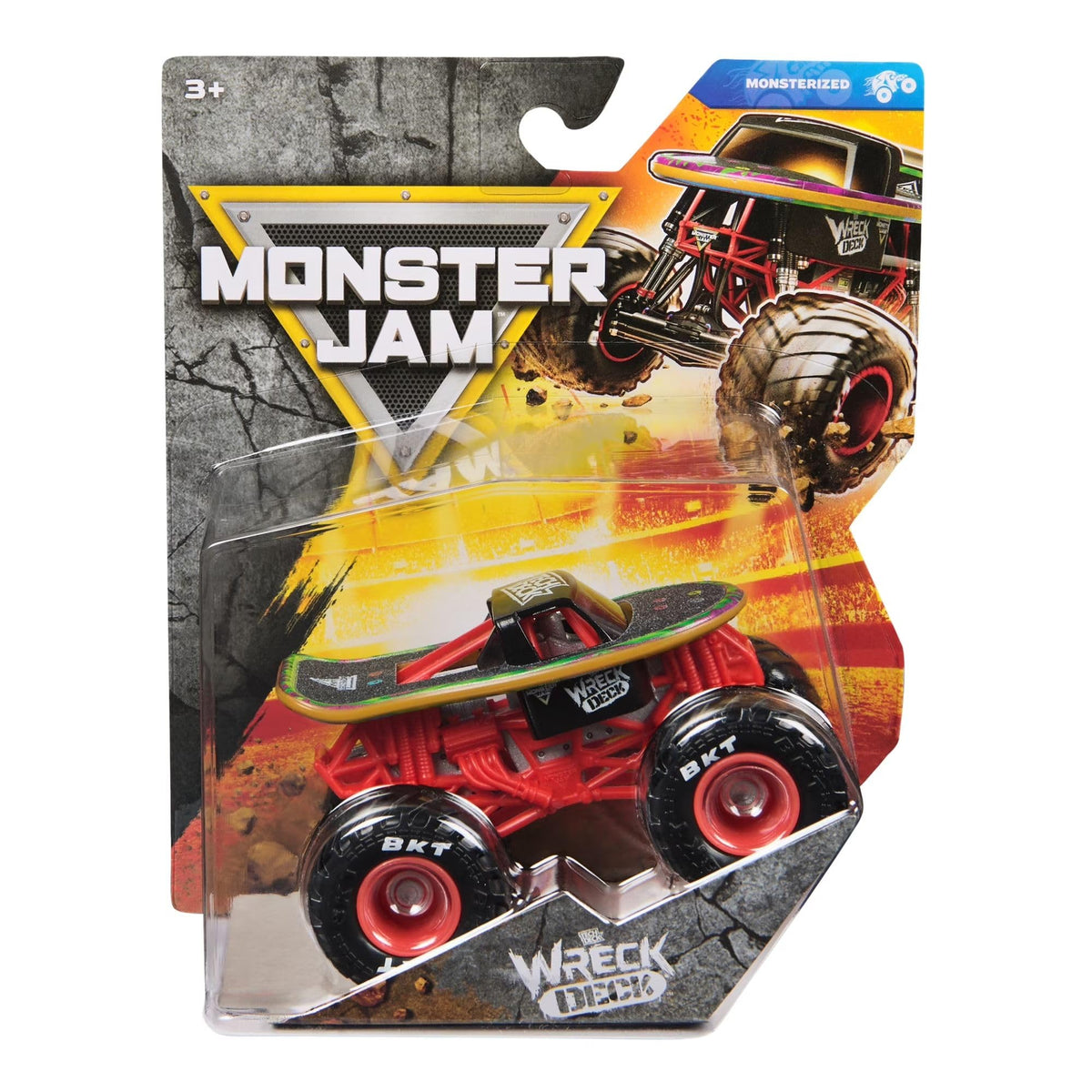 Monster Jam 2026 official 1:64 diecast front view with BKT tires for authentic display.