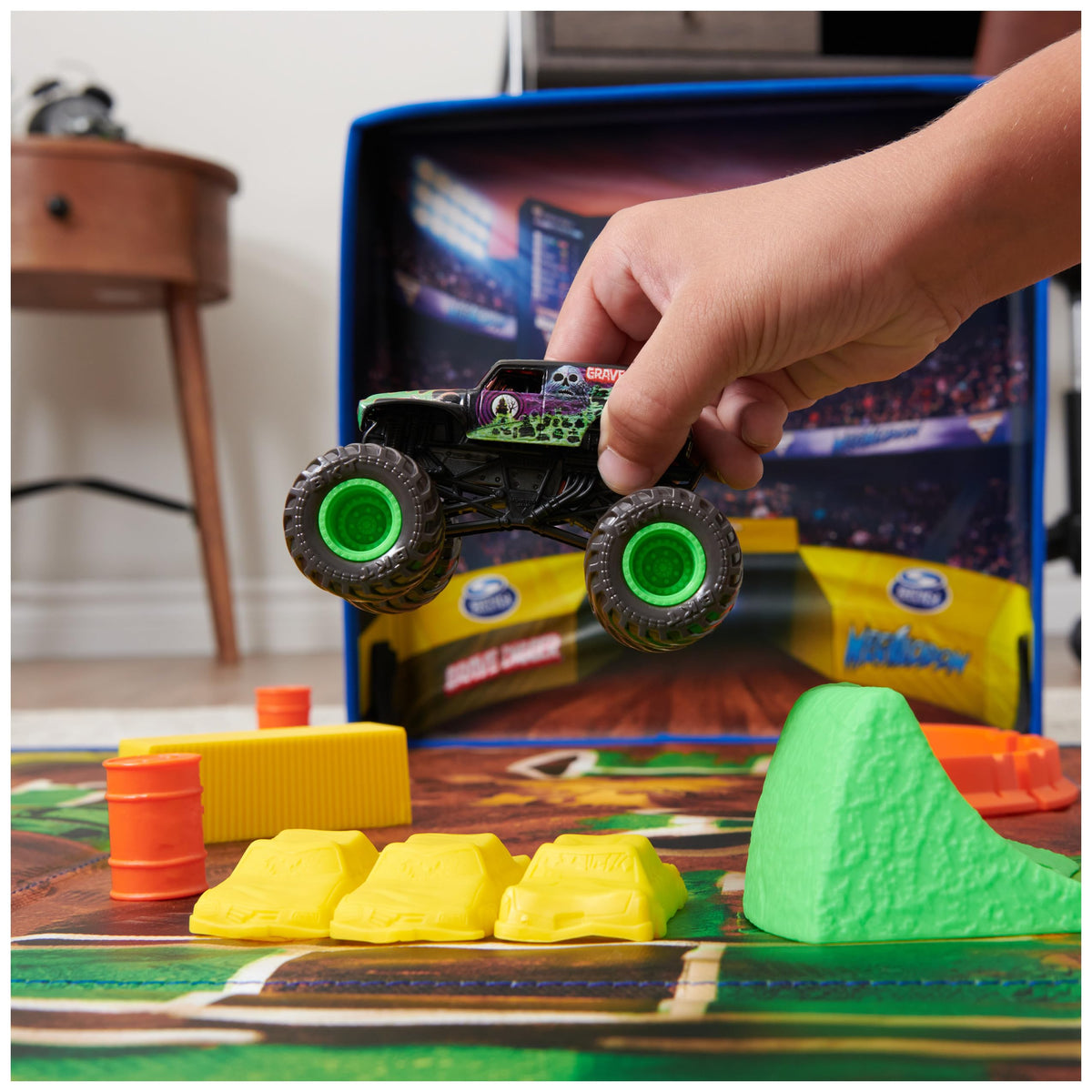Ramps and barricades help builders create action-packed obstacle courses.