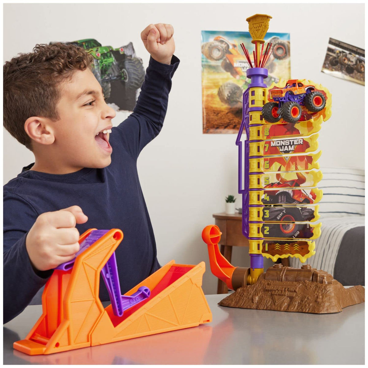Monster Jam launcher and panel target enable high-flying stunts