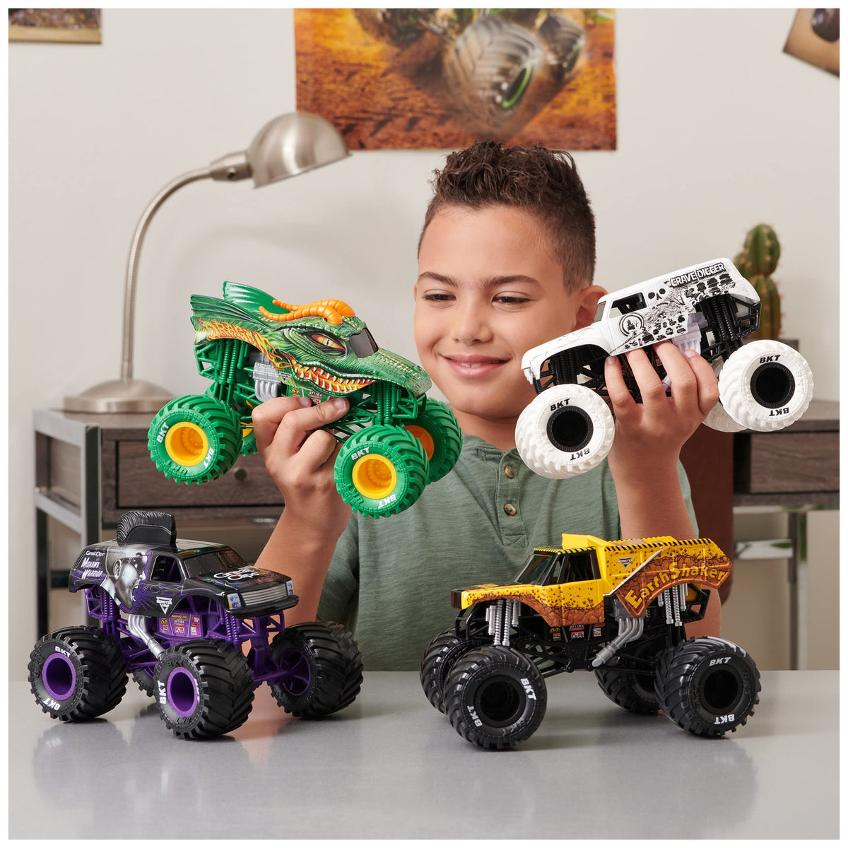 Monster Jam Blue Thunder action-ready toy for ages 3 and up.