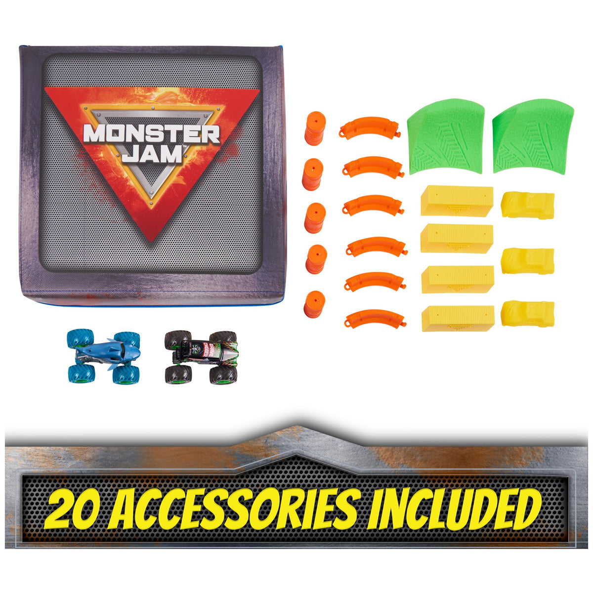 Monster Jam chrome rims and chassis detail enhance realistic scale visuals.