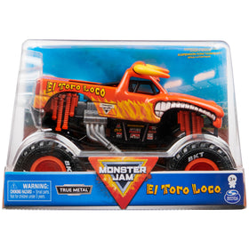 Monster Jam El Toro Loco 1:24 scale die-cast truck with chrome rims for high-octane play