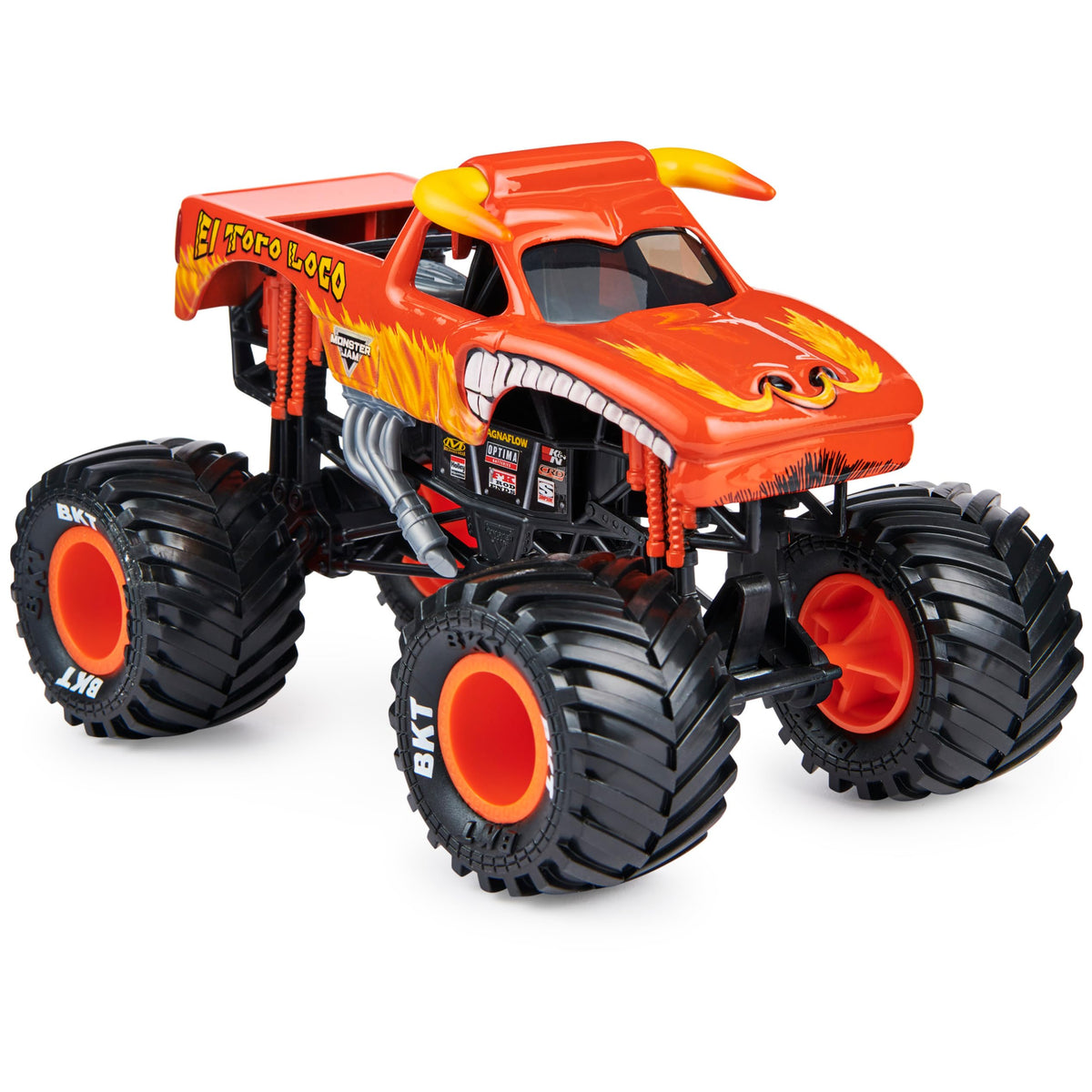 Monster Jam El Toro Loco 1:24 scale side view showing authentic graphics