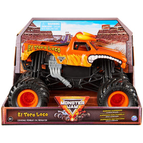 Monster Jam El Toro Loco truck front view with official license and bold graphics