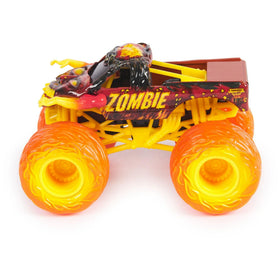 Monster Jam Zombie and Northern Nightmare close-up graphics and chrome rims