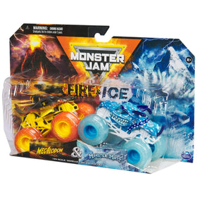 Monster Jam Fire Ice 1:64 action-ready pair ideal for display shelves