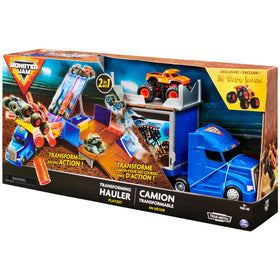 Hauler folded compactly for easy storage
