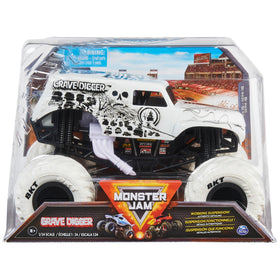 Monster Jam Grave Digger 1:24 side view with authentic graphics for display and action-packed play