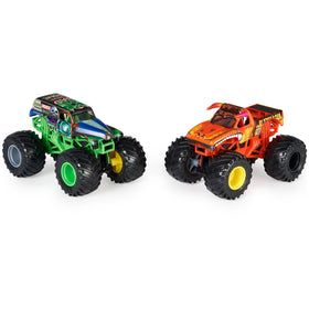 Monster Jam Grave Digger 164-scale side detail, vivid graphics spark imaginative play.