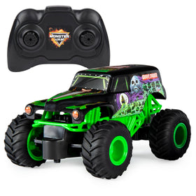 Monster Jam Grave Digger RC truck front view with rugged build