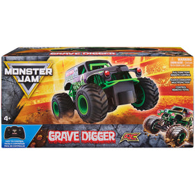 Monster Jam Grave Digger RC truck side view showing authentic design
