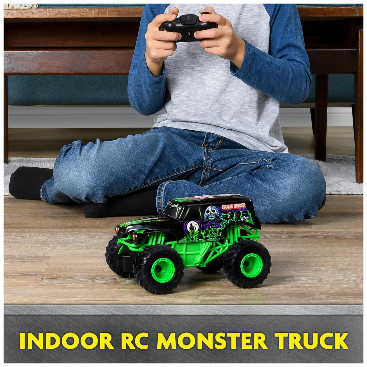 Grave Digger RC truck with controller for precise control